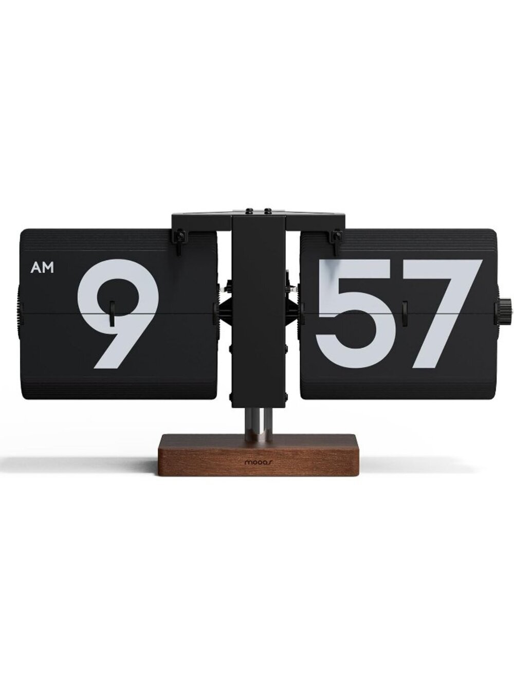 Home Black Analog Quartz Large Number Big Wood Vintage Design Flip Desk Clock
